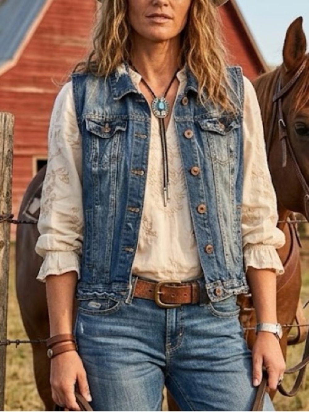 Y2K Denim Vest 100% Cotton Distressed Sleeveless Rodeo Western XL Extra Large